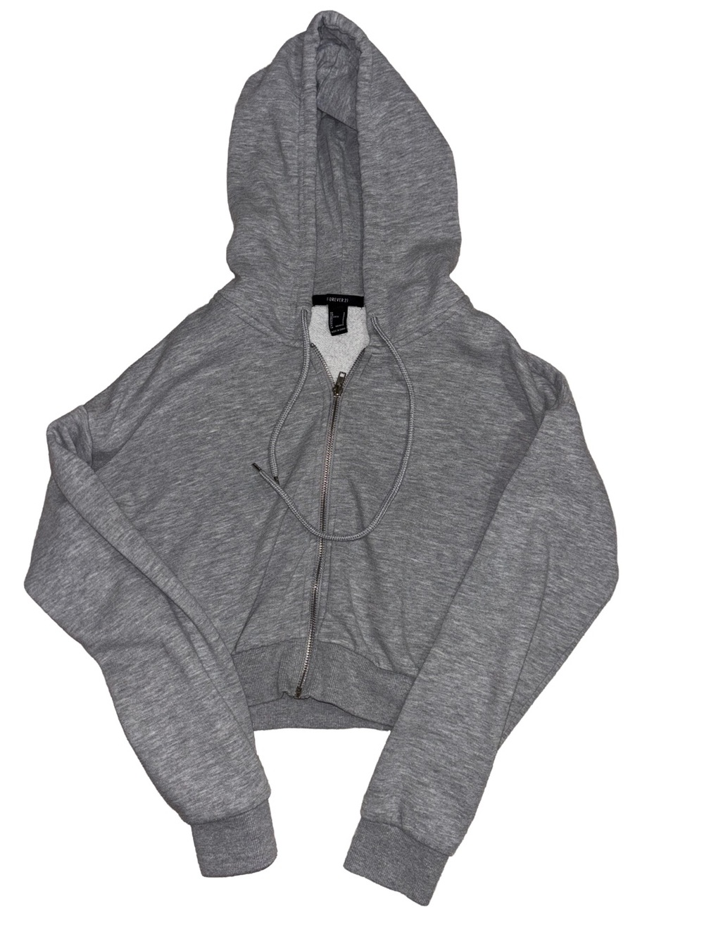 Forever 21 Cropped Gray Zip-Up Hoodie